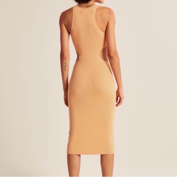 Abercrombie Orange cut out ribbed midi dress Size medium - Picture 4 of 4